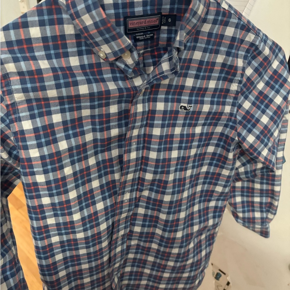 Vineyard Vines boys Blue Plaid Shirt